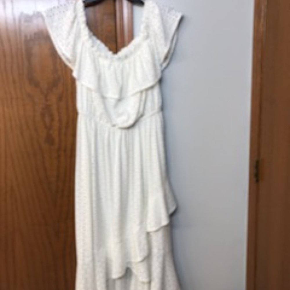 LANE BRYANT UEC Size 14/16 white cream high-low eyelet dress w/ belt - Picture 12 of 16
